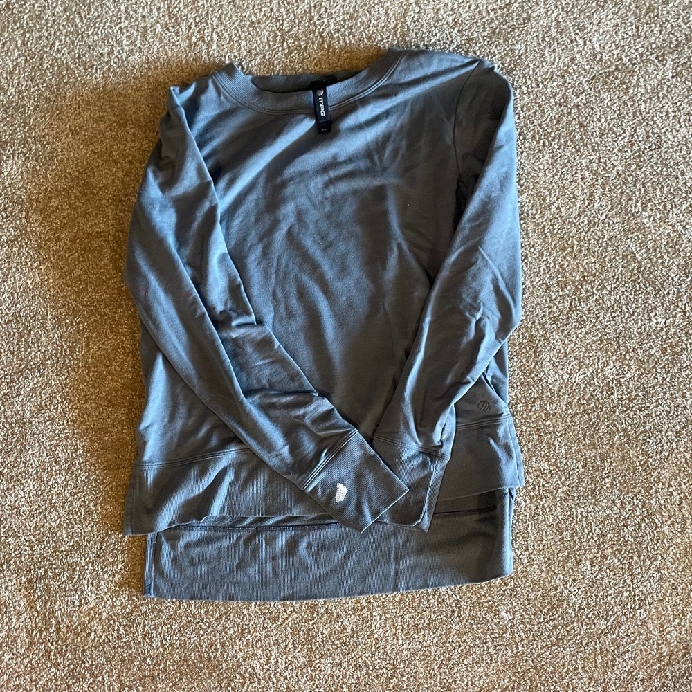 blue yoga sweatshirt